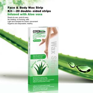 depilatory waxing strip for hair removal enriched with aloe vera oil