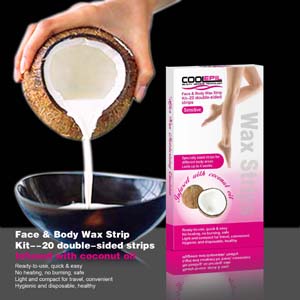 depilatory waxing strips for hair removal enriched with coconut oil